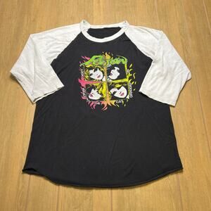 Poison Tour 2018 Raglan Band T Shirt 3/4 Sleeve Rock Graphic L vintage